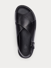 Polo Ralph Lauren Black Zane Leather Cross Strap Sandals - Image 4 of 4