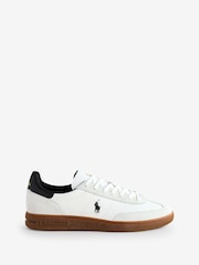 Polo Ralph Lauren White Heritage Court Retro Suede Gum Sole Trainers - Image 1 of 5