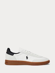 Polo Ralph Lauren White Heritage Court Retro Suede Gum Sole Trainers - Image 2 of 5