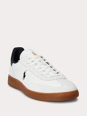 Polo Ralph Lauren White Heritage Court Retro Suede Gum Sole Trainers - Image 3 of 5