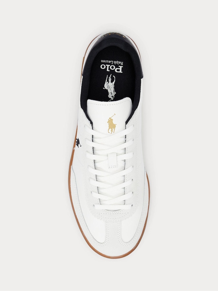 Polo Ralph Lauren White Heritage Court Retro Suede Gum Sole Trainers - Image 5 of 5