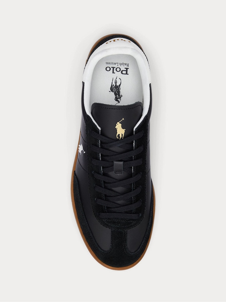 Polo Ralph Lauren Black Heritage Court Retro Suede Gum Sole Trainers - Image 4 of 4