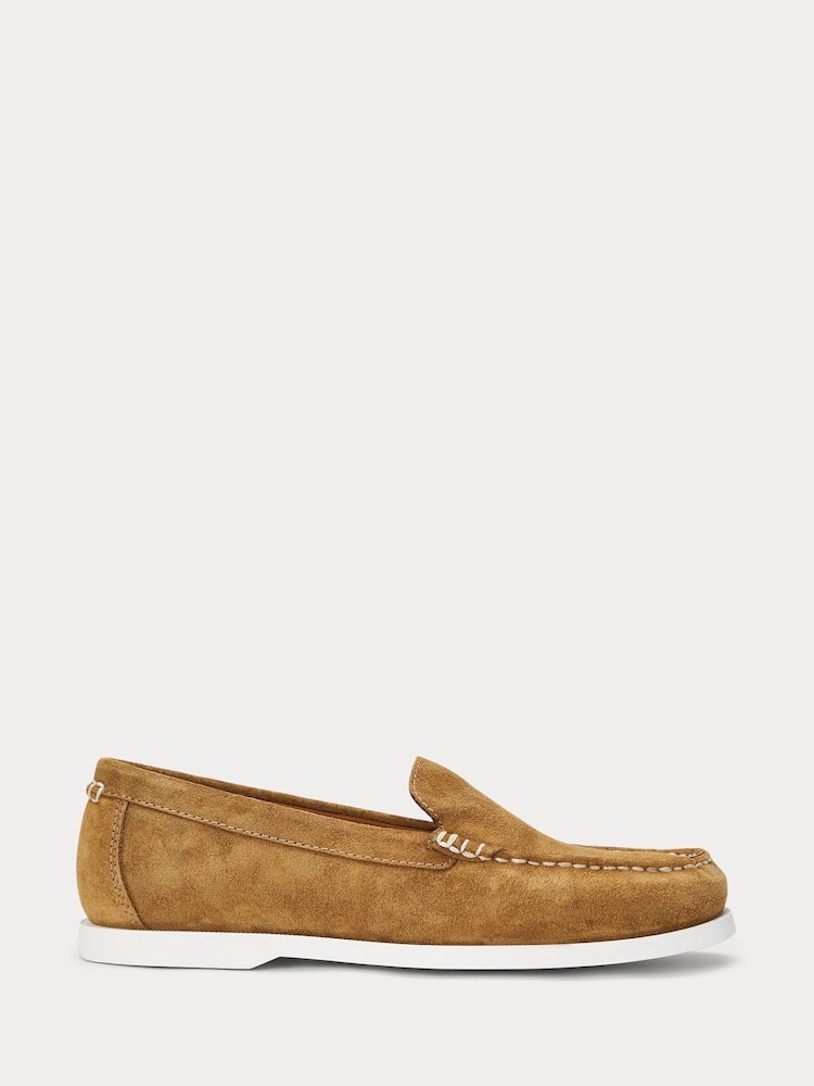 Polo Ralph Lauren Brown Chrome Merton Venetian Suede Loafers Shoes - Image 1 of 4 Polo Ralph Lauren Brown Chrome Merton Venetian Suede Loafers Shoes - Image 1 of 4