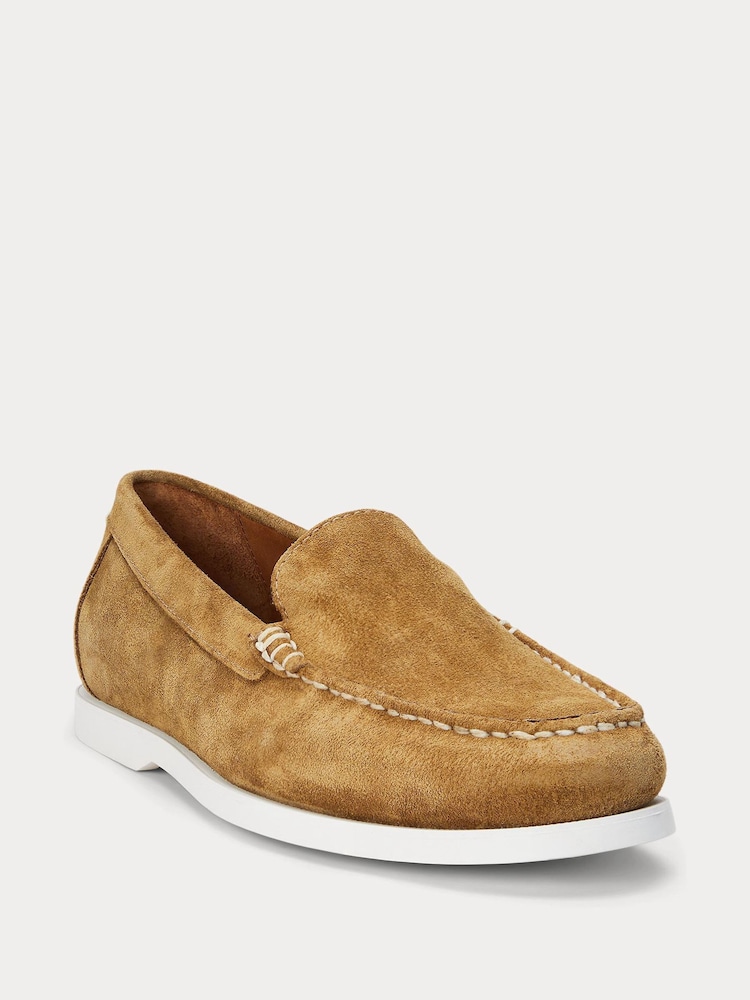 Polo Ralph Lauren Brown Chrome Merton Venetian Suede Loafers Shoes - Image 2 of 4 Polo Ralph Lauren Brown Chrome Merton Venetian Suede Loafers Shoes - Image 2 of 4