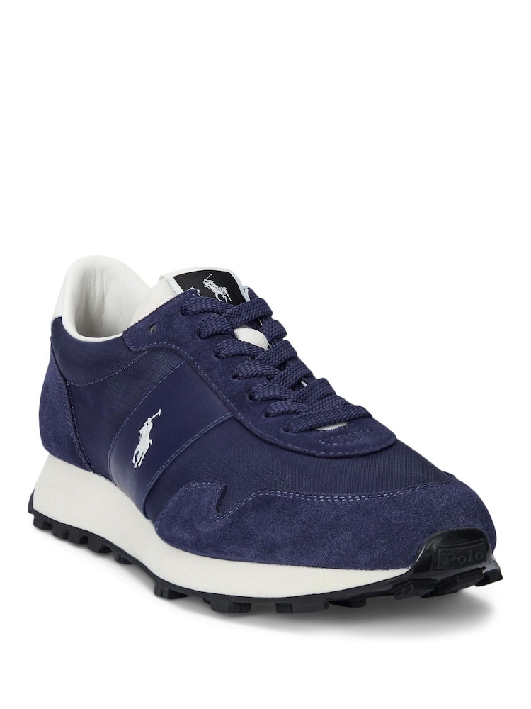 Polo Ralph Lauren Blue Trail 125 Suede Mesh Sporty Trainers - Image 3 of 6