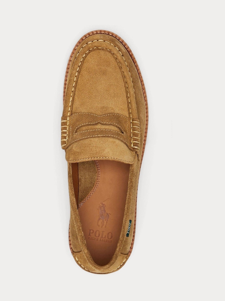 Polo Ralph Lauren Brown Jett Penny Suede Loafer Shoes - Image 3 of 4