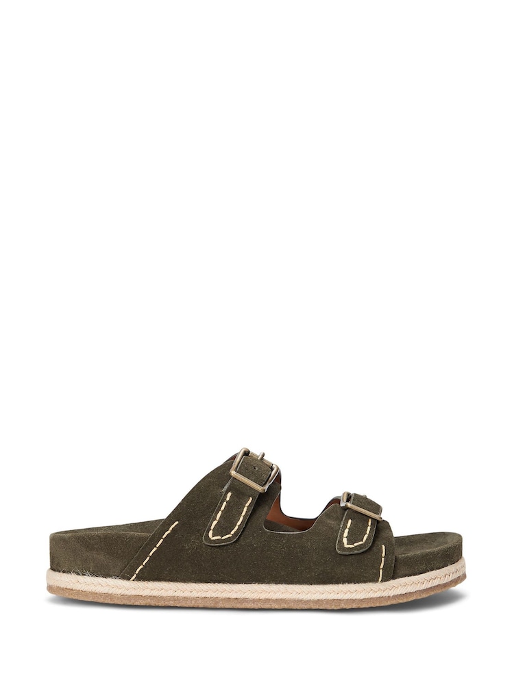 Polo Ralph Lauren Brown Brown Turbach Double Strap Suede Sandals - Image 1 of 4 Polo Ralph Lauren Brown Brown Turbach Double Strap Suede Sandals - Image 1 of 4
