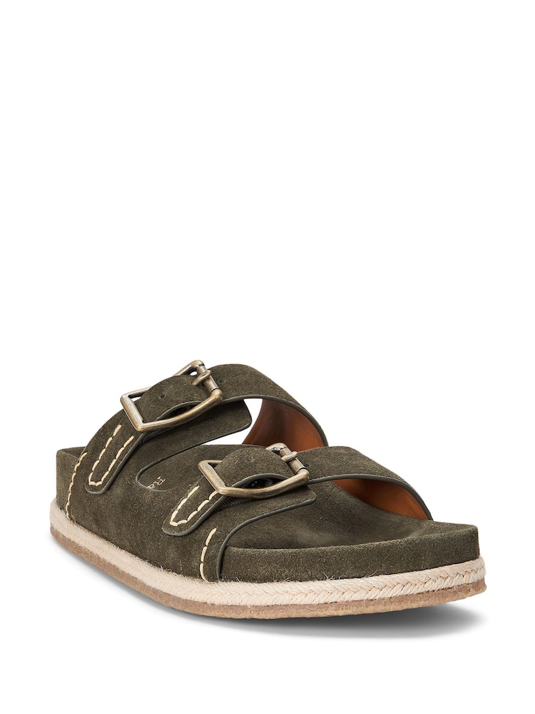 Polo Ralph Lauren Brown Brown Turbach Double Strap Suede Sandals - Image 2 of 4 Polo Ralph Lauren Brown Brown Turbach Double Strap Suede Sandals - Image 2 of 4