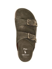 rjava - Polo Ralph Lauren rjavi sandali iz semiša z dvojnim paščkom - Slika 4 iz 4