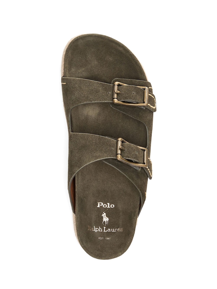rjava - Polo Ralph Lauren rjavi sandali iz semiša z dvojnim paščkom - Slika 4 iz 4