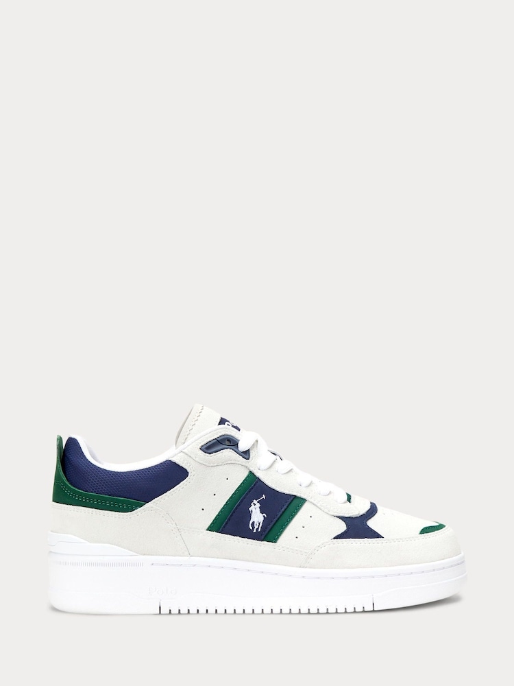 Polo Ralph Lauren White Masters Court Contrast Suede Trainers - Image 1 of 5