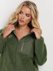 PixieGirl Petite Khaki Green Pocket Fleece Jacket - Image 4 of 5