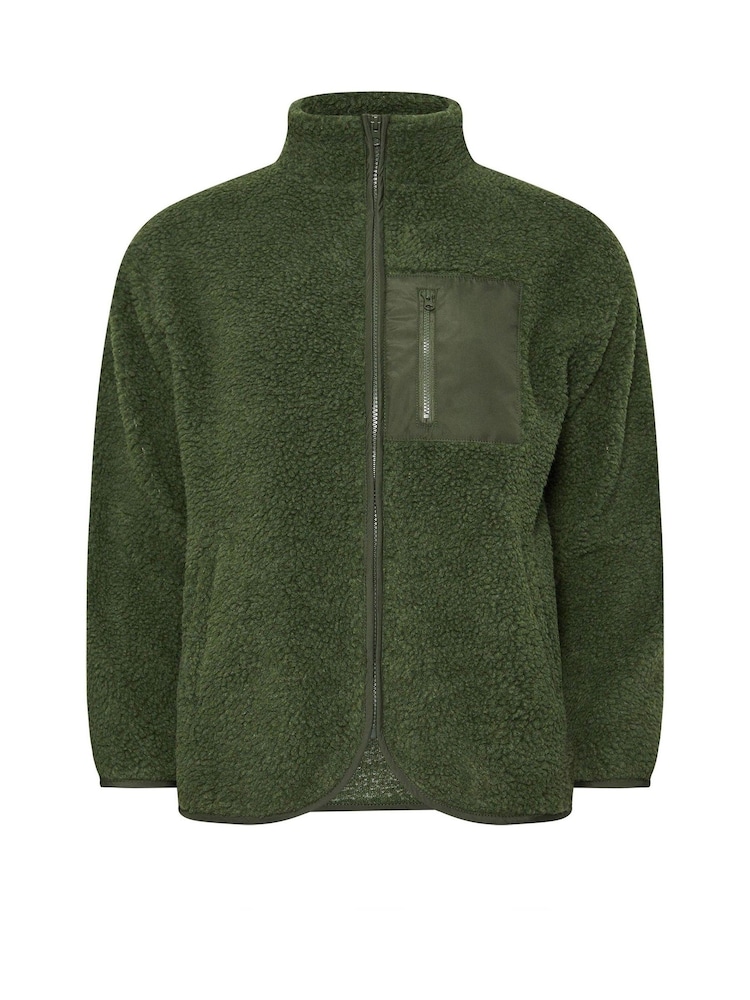 PixieGirl Petite Khaki Green Pocket Fleece Jacket - Image 5 of 5
