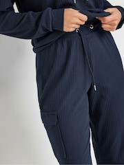 Long Tall Sally Blue Ribbed Cargo Joggers - Image 4 of 5