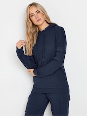 Long Tall Sally Blue Ribbed Cargo Hoodie - Image 1 of 6