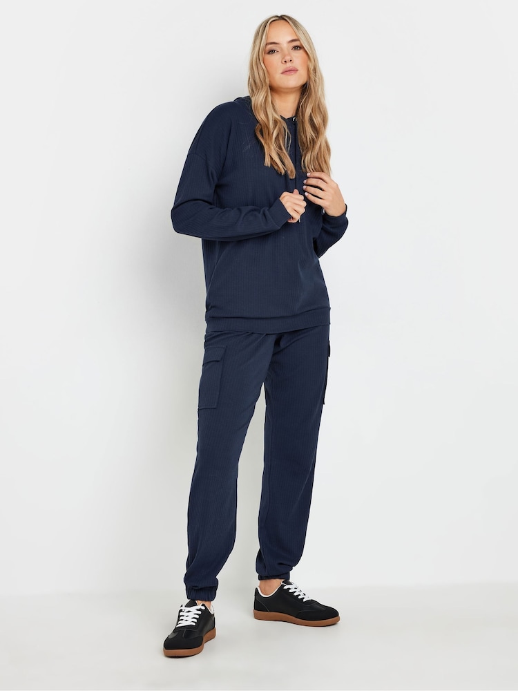 Long Tall Sally Blue Ribbed Cargo Hoodie - Image 2 of 6 Long Tall Sally Blue Ribbed Cargo Hoodie - Image 2 of 6