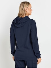 Long Tall Sally Blue Ribbed Cargo Hoodie - Image 3 of 6