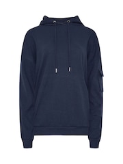 Long Tall Sally Blue Ribbed Cargo Hoodie - Image 6 of 6