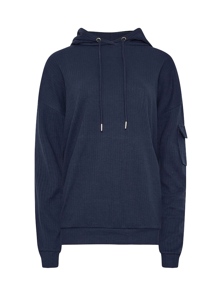 Long Tall Sally Blue Ribbed Cargo Hoodie - Image 6 of 6 Long Tall Sally Blue Ribbed Cargo Hoodie - Image 6 of 6
