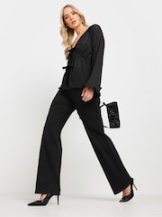 Long Tall Sally Black Velvet Bow Tie Front Top - Image 3 of 6
