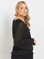 Long Tall Sally Black Velvet Bow Tie Front Top - Image 4 of 6