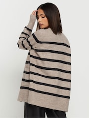 PixieGirl Petite Brown Stripe Midi Cardigan - Image 2 of 5