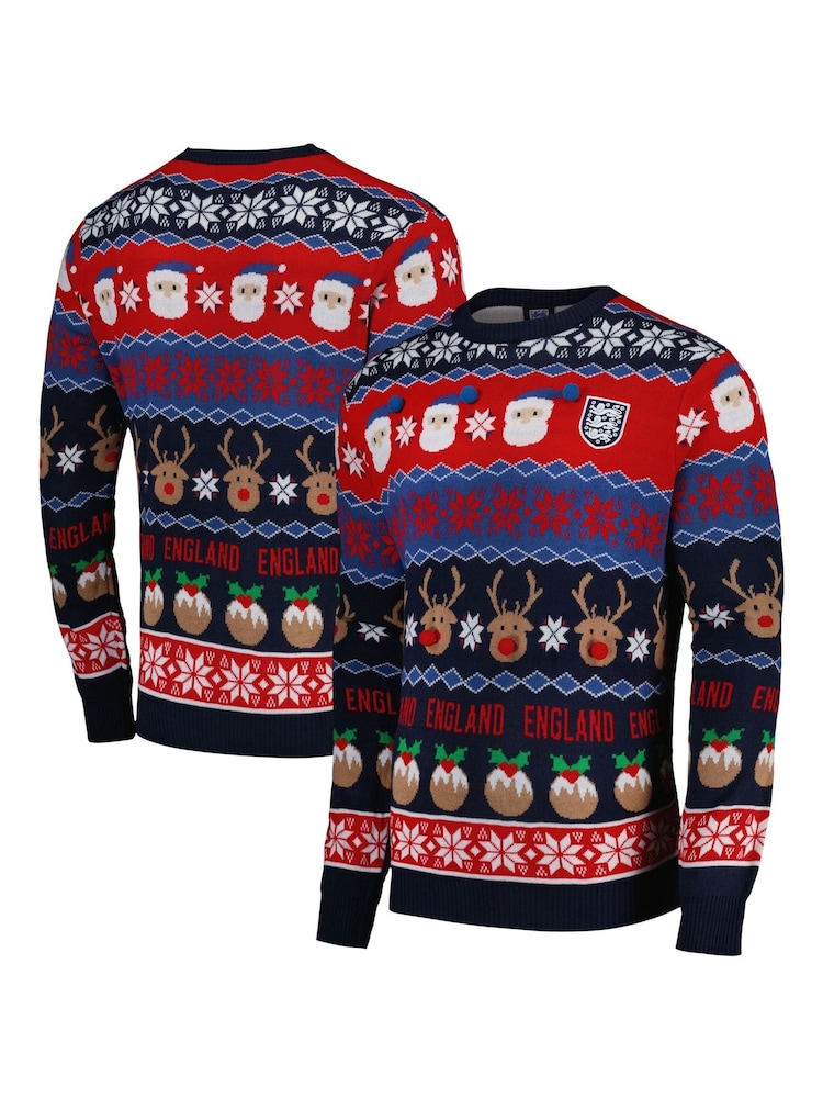 Fanatics Adults Red England Christmas Jumper - Image 1 of 3 Fanatics Adults Red England Christmas Jumper - Image 1 of 3