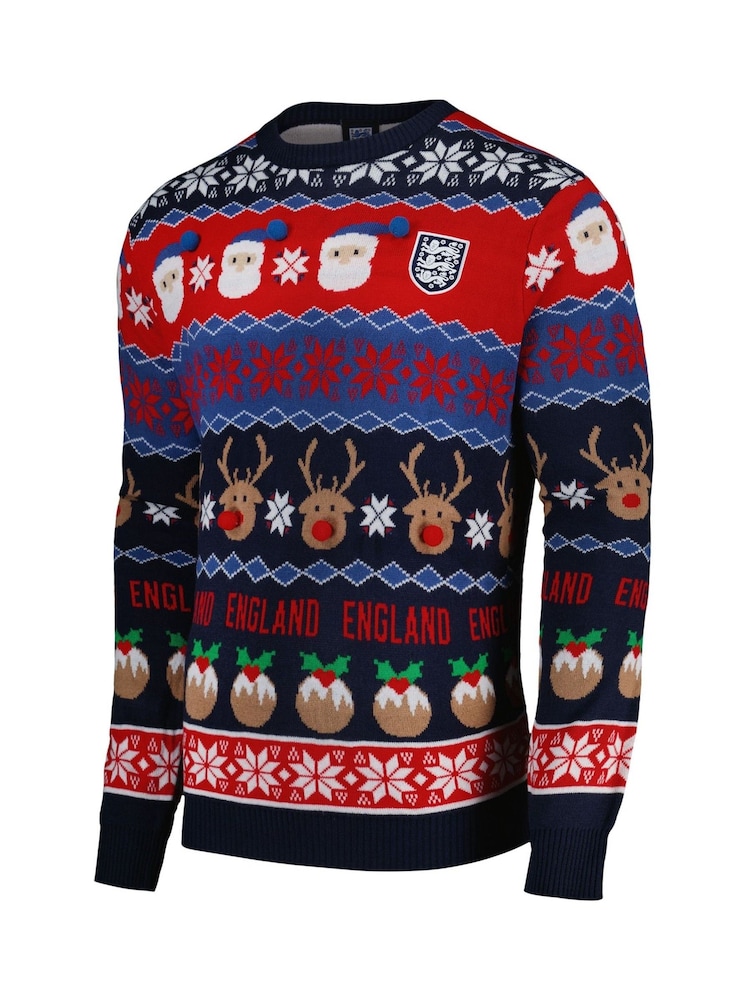 Fanatics Adults Red England Christmas Jumper - Image 2 of 3 Fanatics Adults Red England Christmas Jumper - Image 2 of 3