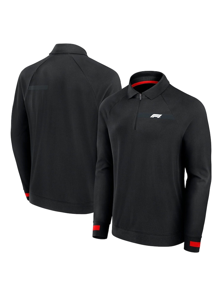 Formula 1 Iconic Long Sleeve 100% Cotton Black Polo Shirt - Bild 1 von 3