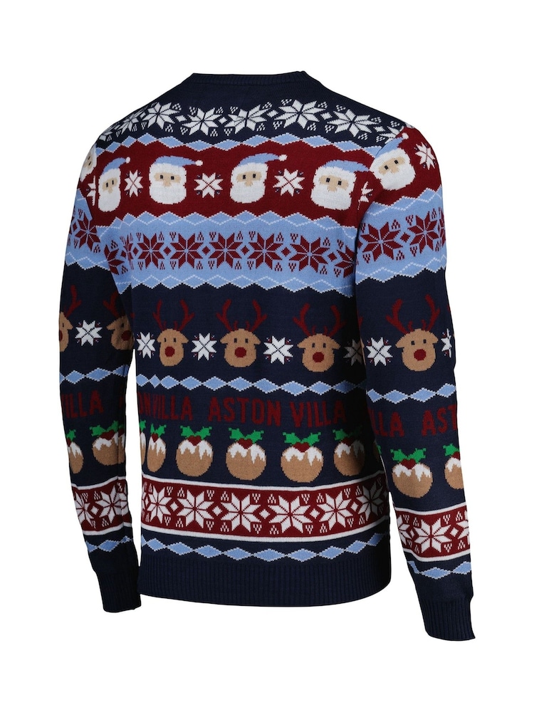 Fanatics Adults Blue Aston Villa Christmas Jumper - Image 3 of 3 Fanatics Adults Blue Aston Villa Christmas Jumper - Image 3 of 3