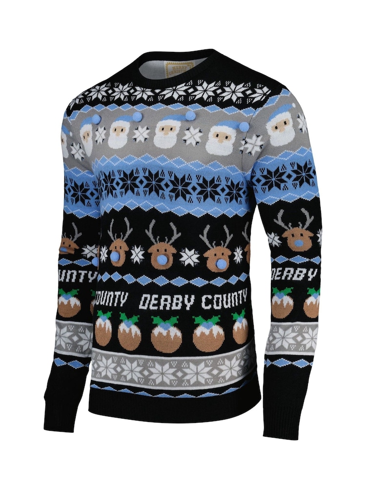 Fanatics Adults Derby County Christmas Black Jumper - Image 2 of 3 Fanatics Adults Derby County Christmas Black Jumper - Image 2 of 3