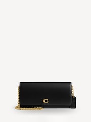 COACH Black Evie Leather Long Wallet On Chain - Image 1 of 6
