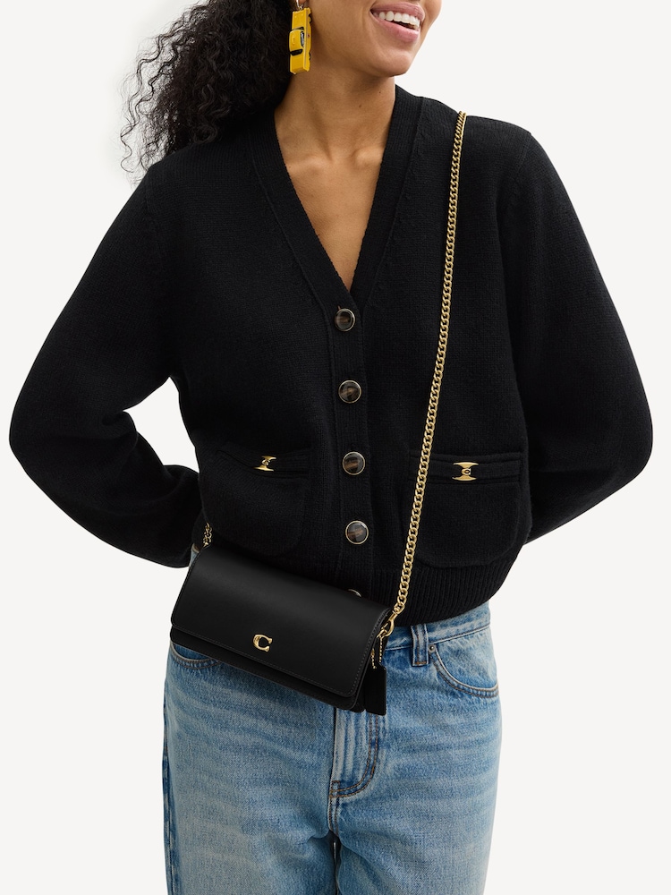 COACH Black Evie Leather Long Wallet On Chain - Image 2 of 6