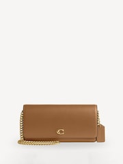 COACH Brown Evie Leather Long Wallet On Chain - Image 1 of 7