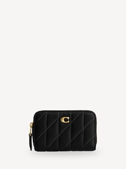 COACH Black Quilted Pillow Leather Zip Around Card Case - Image 1 of 3