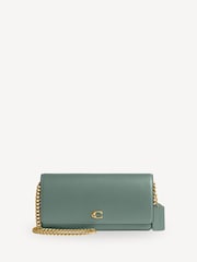 COACH Green Evie Leather Long Wallet On Chain - Image 1 of 6