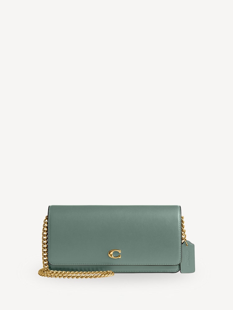COACH Green Evie Leather Long Wallet On Chain - Image 1 of 6
