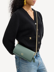COACH Green Evie Leather Long Wallet On Chain - Image 2 of 6