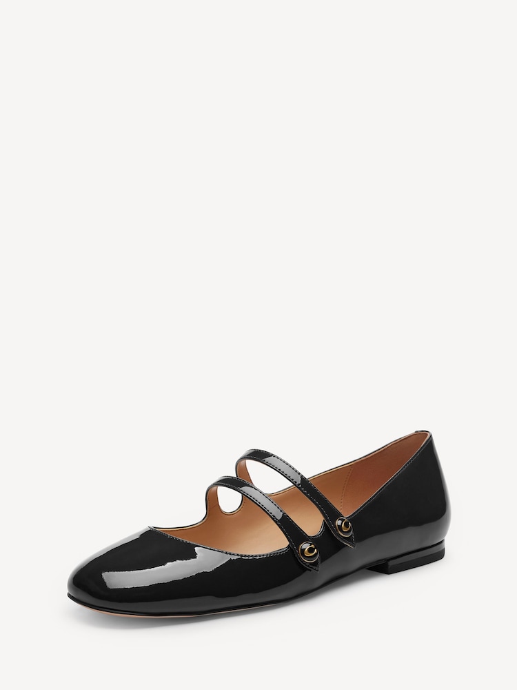 COACH Black Winley Leather Mary Jane Shoes - Image 3 of 8