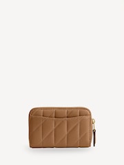 COACH Brown Quilted Pillow Leather Zip Around Card Case - Image 2 of 3