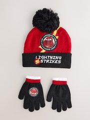 Character Black Disney Cars Lightning McQueen Winter Hat And Gloves Set - Image 1 of 4