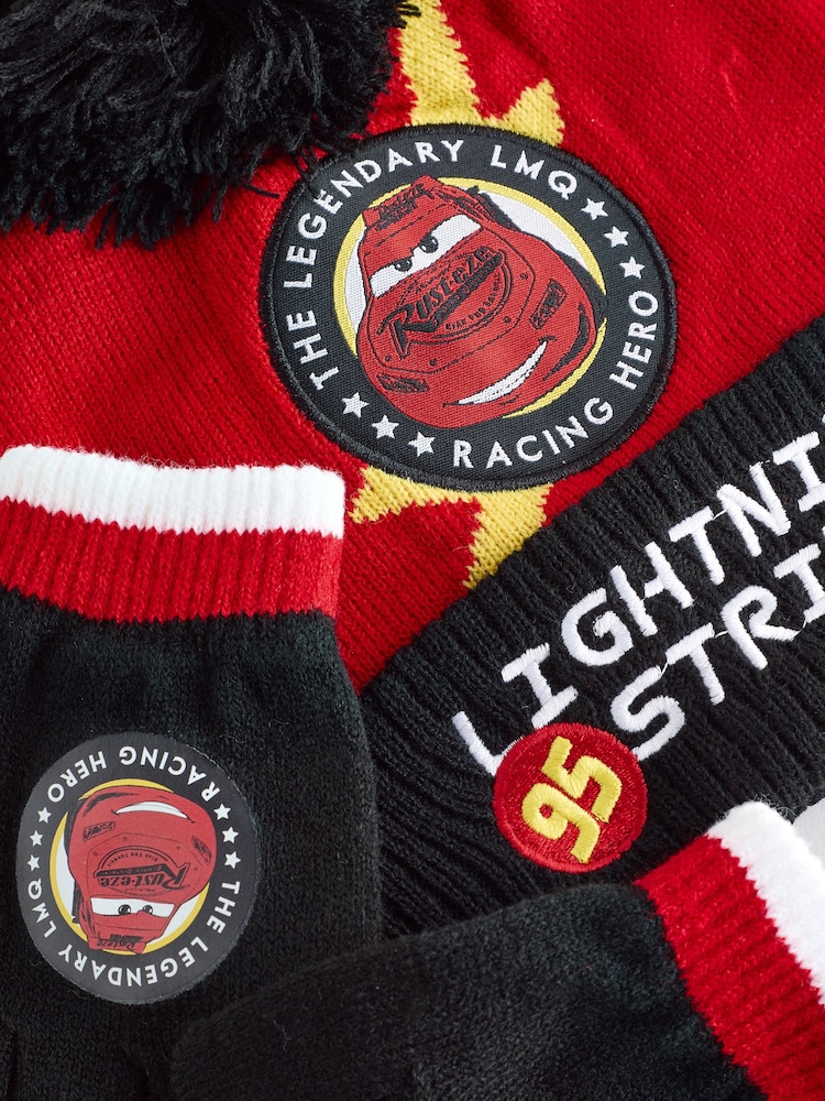 Character Black Disney Cars Lightning McQueen Winter Hat And Gloves Set - Image 4 of 4