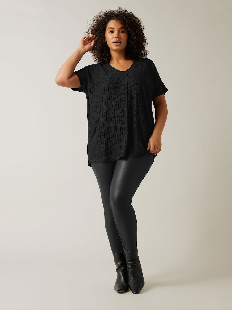 Evans Black Plisse Pleated Swing Top - Image 2 of 5 Evans Black Plisse Pleated Swing Top - Image 2 of 5