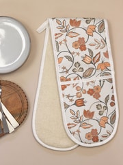 Avalon Home Orange Rust Vintage Oven 100% Cotton Gloves - Image 1 of 4