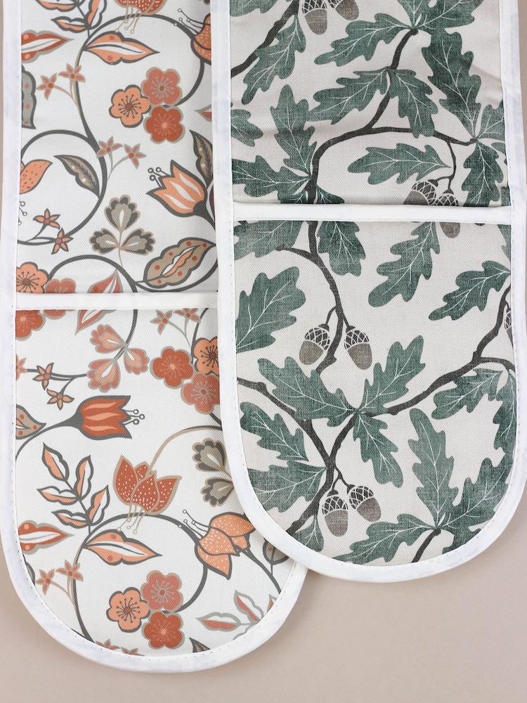 Avalon Home Orange Rust Vintage Oven 100% Cotton Gloves - Image 4 of 4