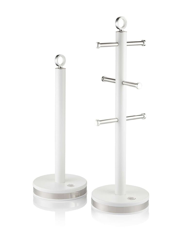 Swan White Kitchen Towel Pole and Mug Tree Set - Image 1 of 10