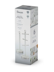 Swan White Kitchen Towel Pole and Mug Tree Set - Image 10 of 10