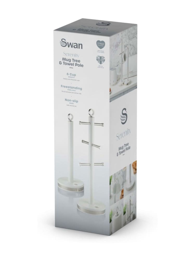 Swan White Kitchen Towel Pole and Mug Tree Set - Image 10 of 10