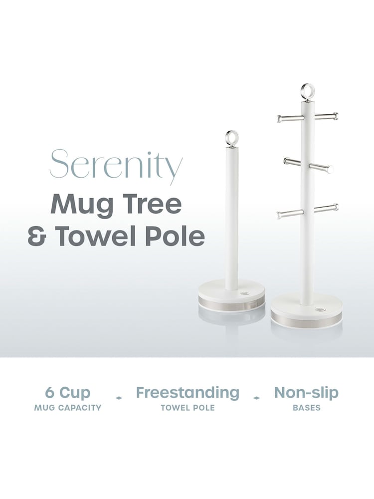 Swan White Kitchen Towel Pole and Mug Tree Set - Image 2 of 10