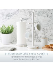 Swan White Kitchen Towel Pole and Mug Tree Set - Image 5 of 10